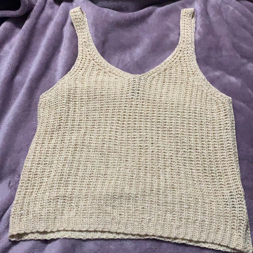 Beige Crochet Tank Top